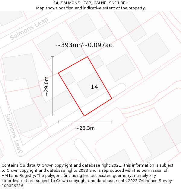 14, SALMONS LEAP, CALNE, SN11 9EU: Plot and title map