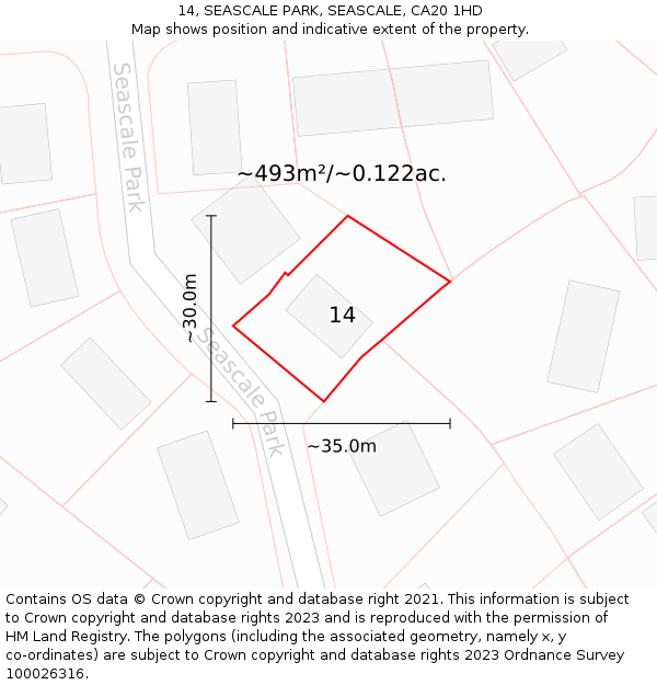 14, SEASCALE PARK, SEASCALE, CA20 1HD: Plot and title map