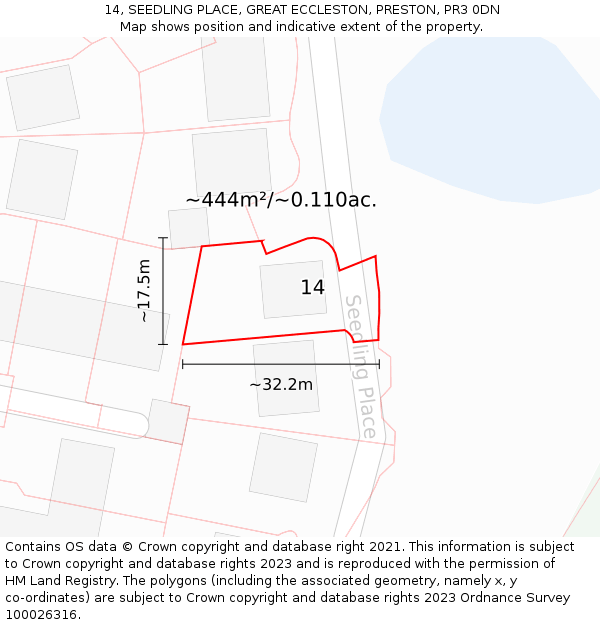 14, SEEDLING PLACE, GREAT ECCLESTON, PRESTON, PR3 0DN: Plot and title map