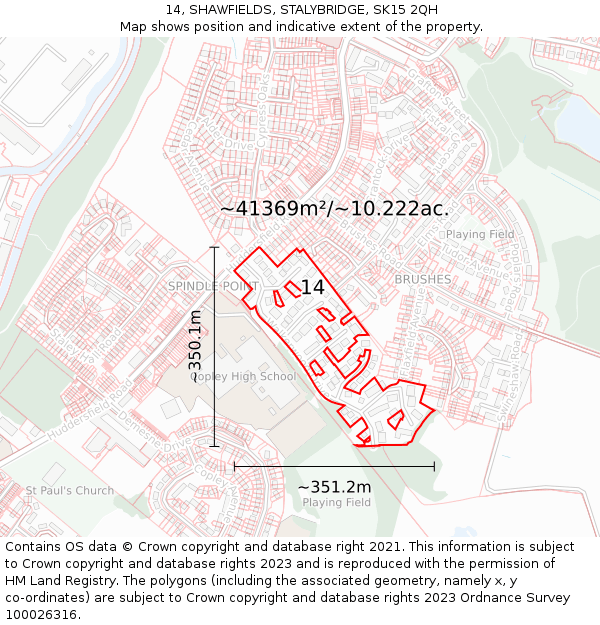 14, SHAWFIELDS, STALYBRIDGE, SK15 2QH: Plot and title map