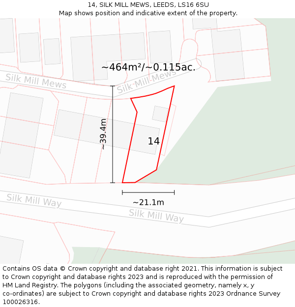 14, SILK MILL MEWS, LEEDS, LS16 6SU: Plot and title map