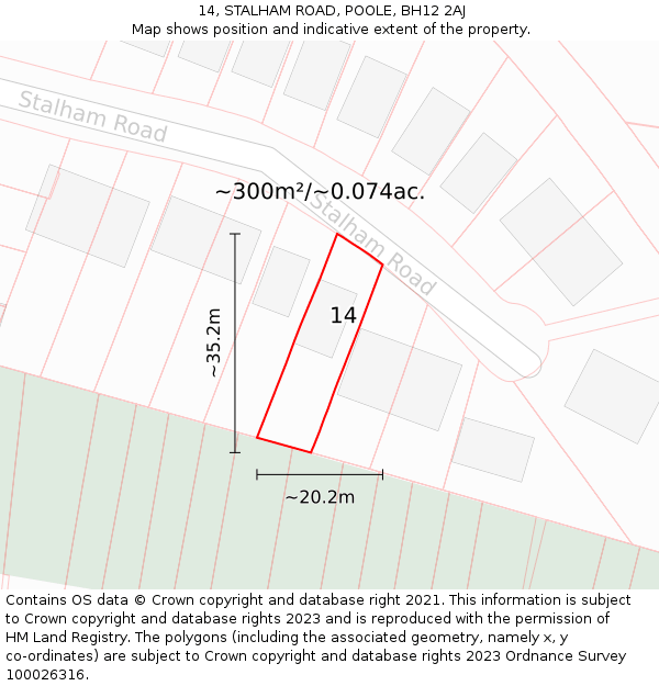 14, STALHAM ROAD, POOLE, BH12 2AJ: Plot and title map