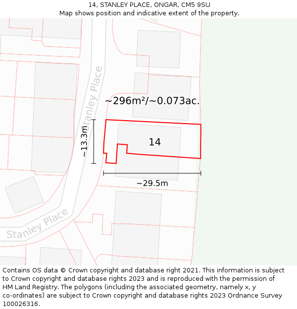 14, STANLEY PLACE, ONGAR, CM5 9SU: Plot and title map