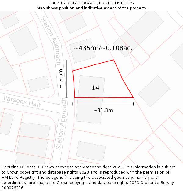 14, STATION APPROACH, LOUTH, LN11 0PS: Plot and title map