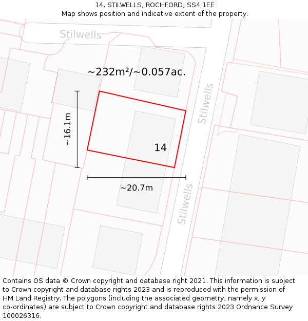 14, STILWELLS, ROCHFORD, SS4 1EE: Plot and title map