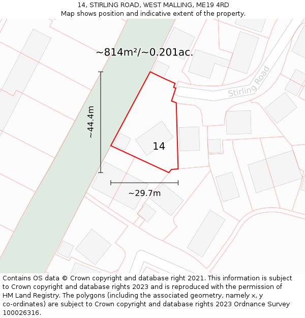 14, STIRLING ROAD, WEST MALLING, ME19 4RD: Plot and title map