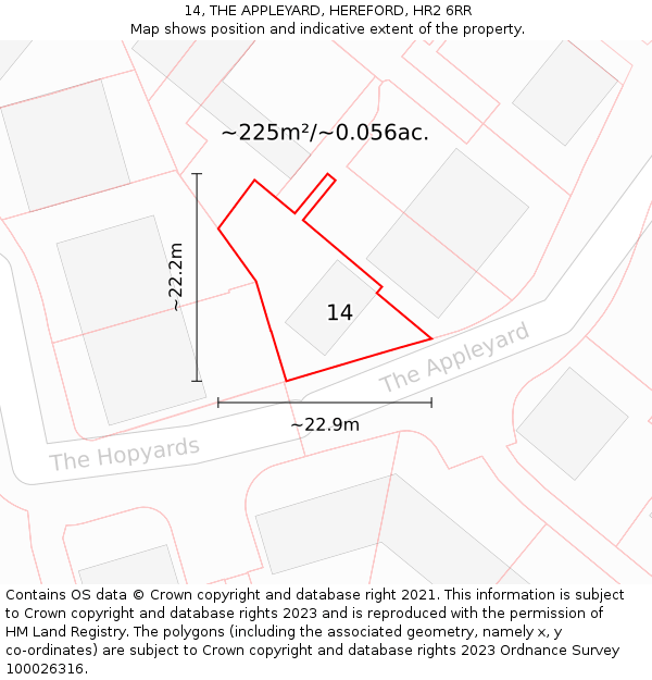 14, THE APPLEYARD, HEREFORD, HR2 6RR: Plot and title map