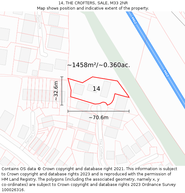 14, THE CROFTERS, SALE, M33 2NR: Plot and title map