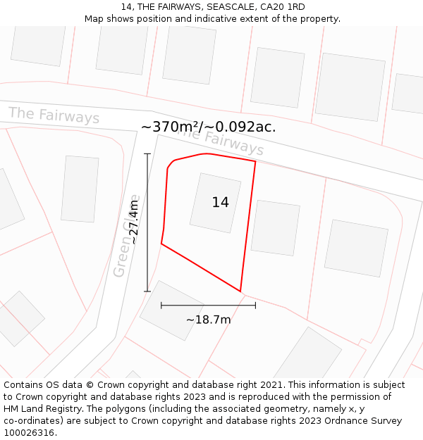 14, THE FAIRWAYS, SEASCALE, CA20 1RD: Plot and title map