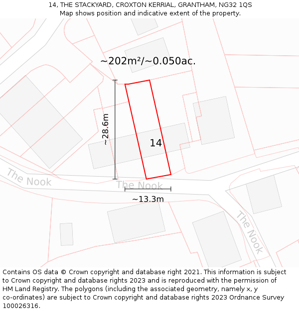 14, THE STACKYARD, CROXTON KERRIAL, GRANTHAM, NG32 1QS: Plot and title map