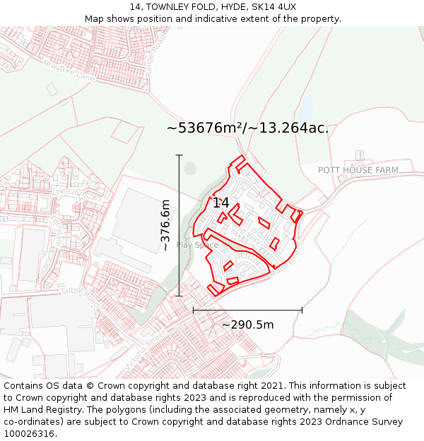 14, TOWNLEY FOLD, HYDE, SK14 4UX: Plot and title map