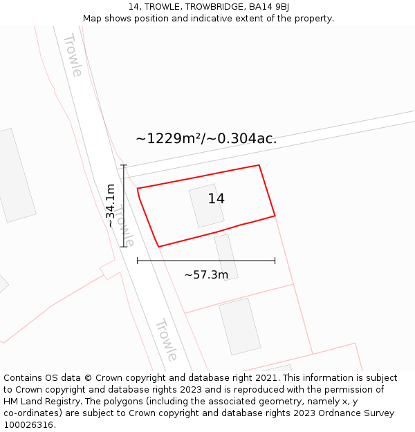 14, TROWLE, TROWBRIDGE, BA14 9BJ: Plot and title map