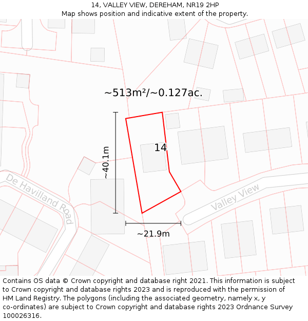 14, VALLEY VIEW, DEREHAM, NR19 2HP: Plot and title map