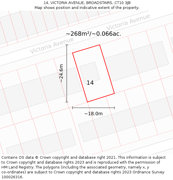 14, VICTORIA AVENUE, BROADSTAIRS, CT10 3JB: Plot and title map