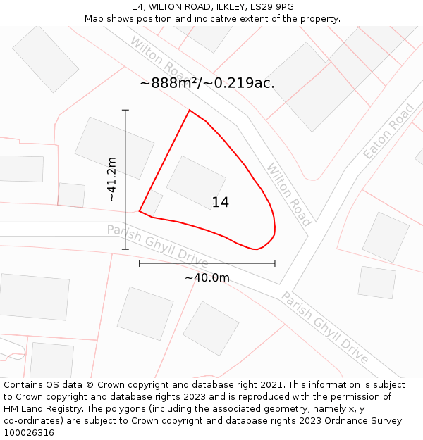 14, WILTON ROAD, ILKLEY, LS29 9PG: Plot and title map