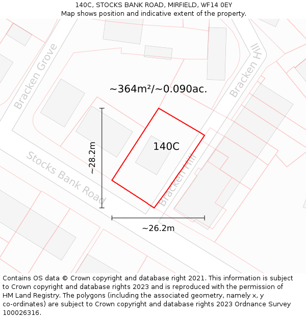 140C, STOCKS BANK ROAD, MIRFIELD, WF14 0EY: Plot and title map