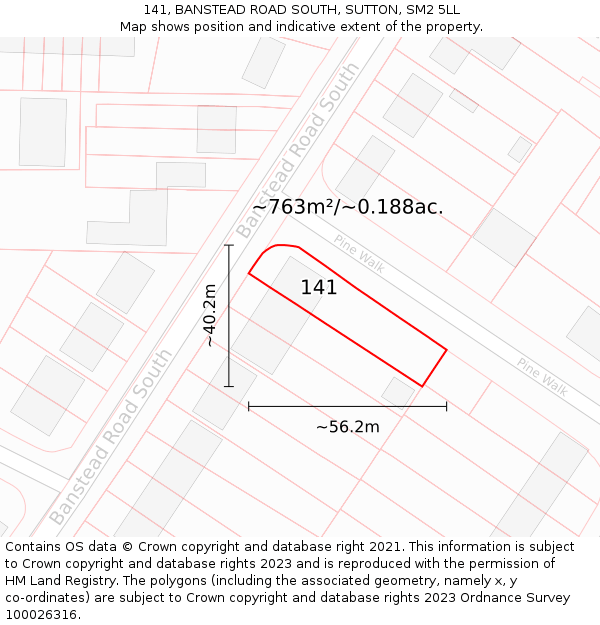141, BANSTEAD ROAD SOUTH, SUTTON, SM2 5LL: Plot and title map