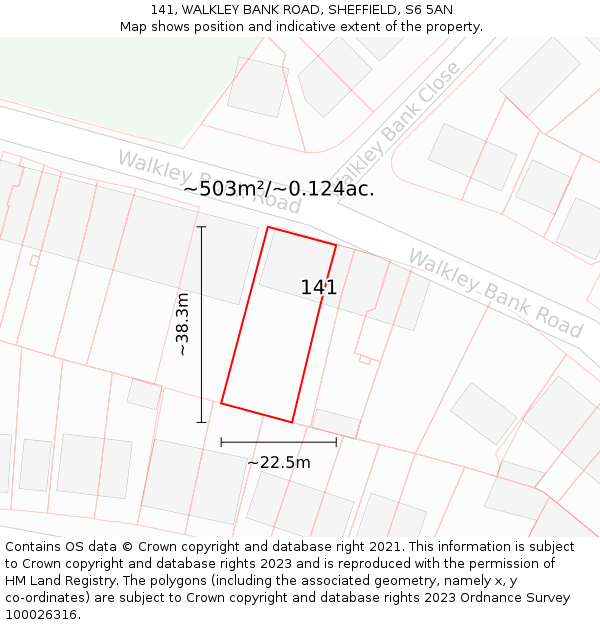 141, WALKLEY BANK ROAD, SHEFFIELD, S6 5AN: Plot and title map