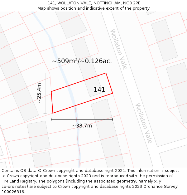 141, WOLLATON VALE, NOTTINGHAM, NG8 2PE: Plot and title map