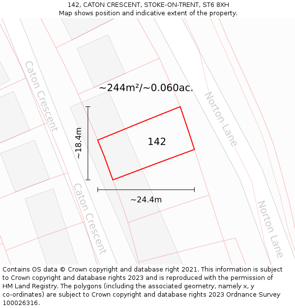 142, CATON CRESCENT, STOKE-ON-TRENT, ST6 8XH: Plot and title map