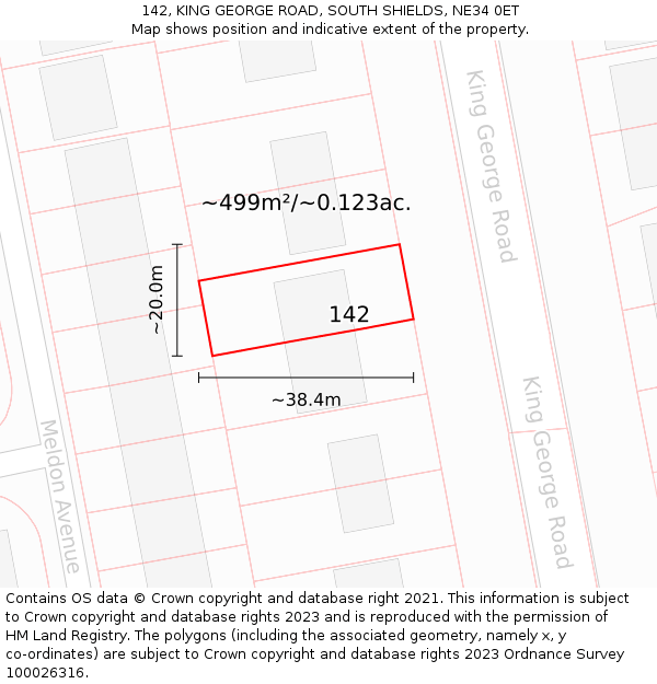 142, KING GEORGE ROAD, SOUTH SHIELDS, NE34 0ET: Plot and title map