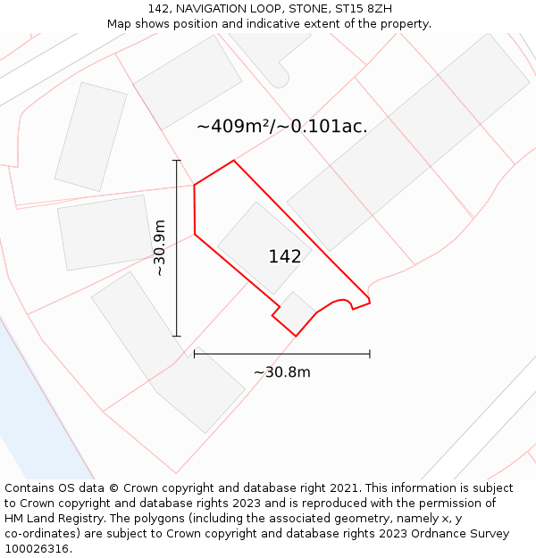 142, NAVIGATION LOOP, STONE, ST15 8ZH: Plot and title map