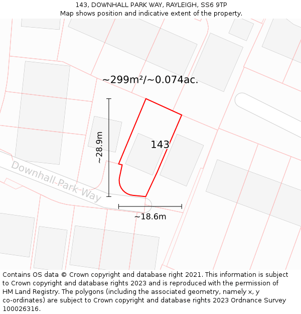 143, DOWNHALL PARK WAY, RAYLEIGH, SS6 9TP: Plot and title map