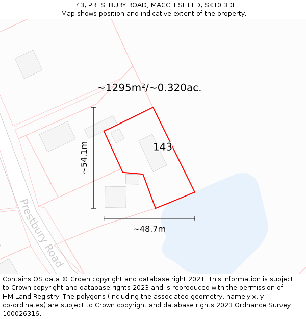 143, PRESTBURY ROAD, MACCLESFIELD, SK10 3DF: Plot and title map