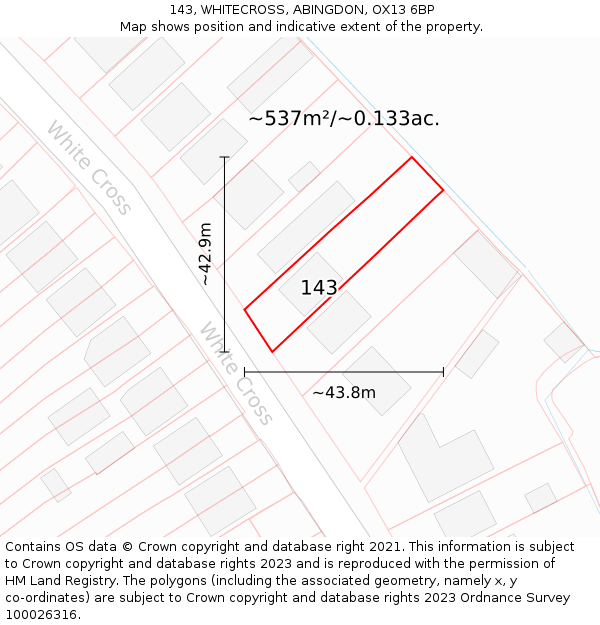 143, WHITECROSS, ABINGDON, OX13 6BP: Plot and title map