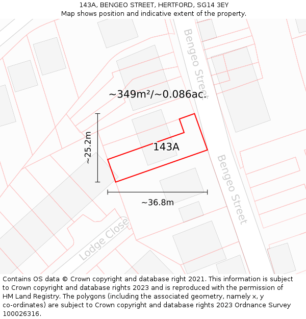 143A, BENGEO STREET, HERTFORD, SG14 3EY: Plot and title map