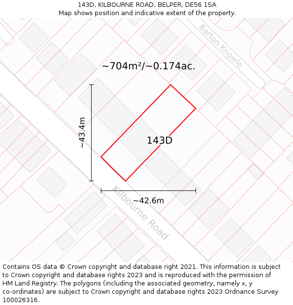 143D, KILBOURNE ROAD, BELPER, DE56 1SA: Plot and title map