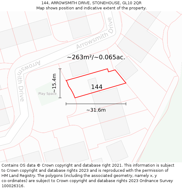 144, ARROWSMITH DRIVE, STONEHOUSE, GL10 2QR: Plot and title map