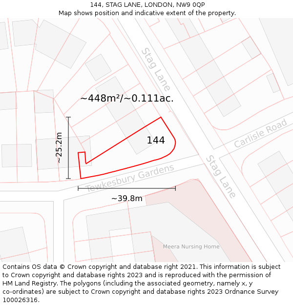 144, STAG LANE, LONDON, NW9 0QP: Plot and title map