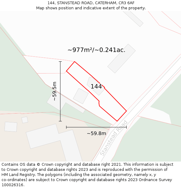144, STANSTEAD ROAD, CATERHAM, CR3 6AF: Plot and title map