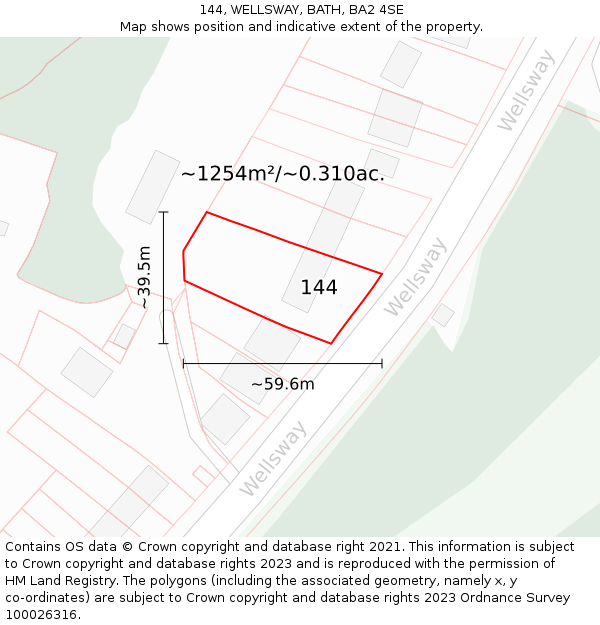 144, WELLSWAY, BATH, BA2 4SE: Plot and title map