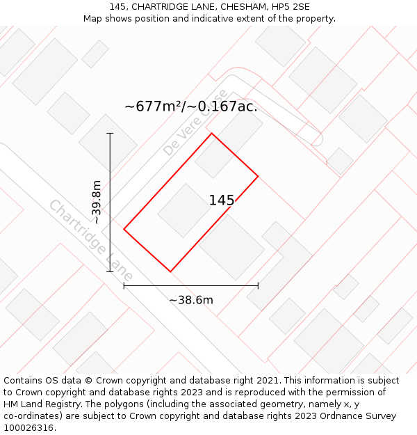 145, CHARTRIDGE LANE, CHESHAM, HP5 2SE: Plot and title map