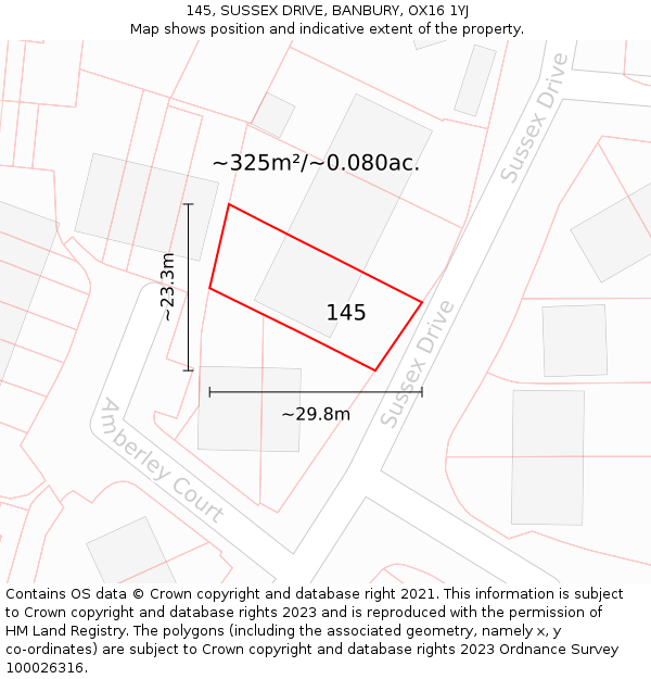 145, SUSSEX DRIVE, BANBURY, OX16 1YJ: Plot and title map
