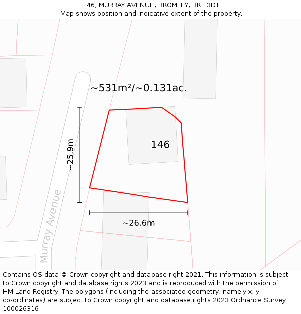 146, MURRAY AVENUE, BROMLEY, BR1 3DT: Plot and title map