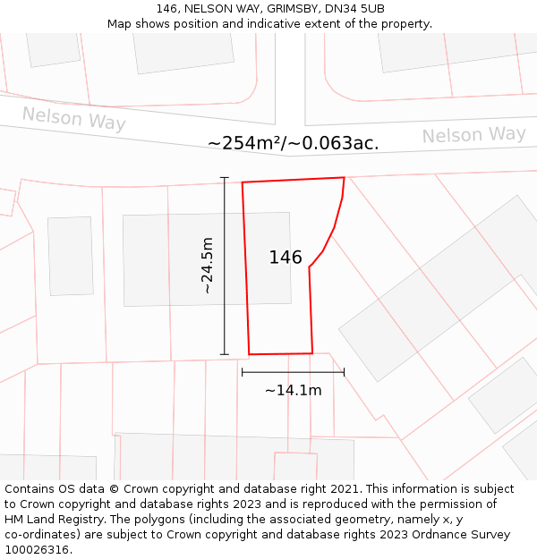 146, NELSON WAY, GRIMSBY, DN34 5UB: Plot and title map