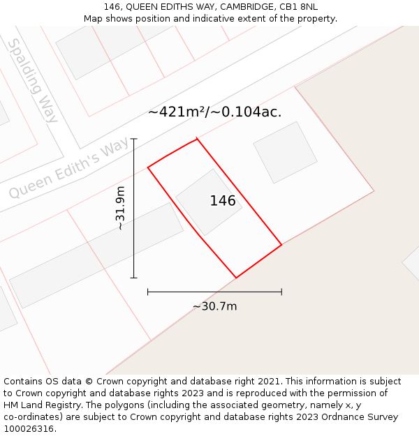 146, QUEEN EDITHS WAY, CAMBRIDGE, CB1 8NL: Plot and title map