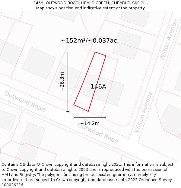 146A, OUTWOOD ROAD, HEALD GREEN, CHEADLE, SK8 3LU: Plot and title map