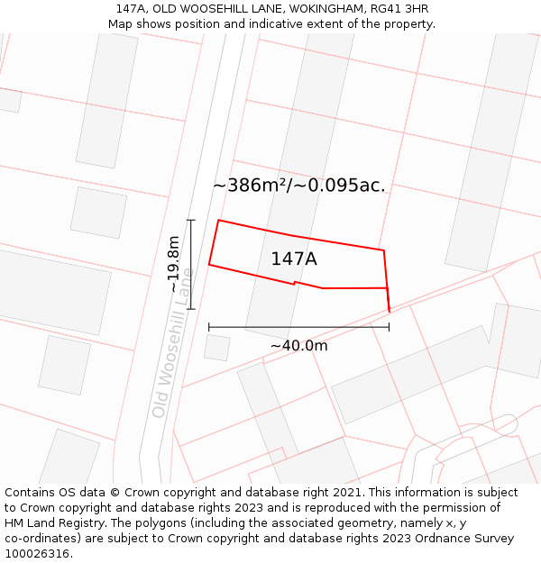 147A, OLD WOOSEHILL LANE, WOKINGHAM, RG41 3HR: Plot and title map