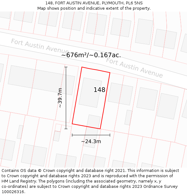 148, FORT AUSTIN AVENUE, PLYMOUTH, PL6 5NS: Plot and title map