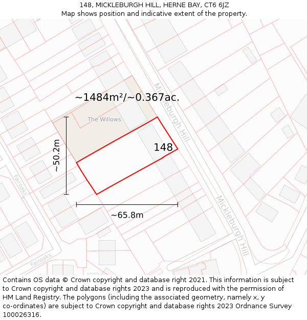 148, MICKLEBURGH HILL, HERNE BAY, CT6 6JZ: Plot and title map