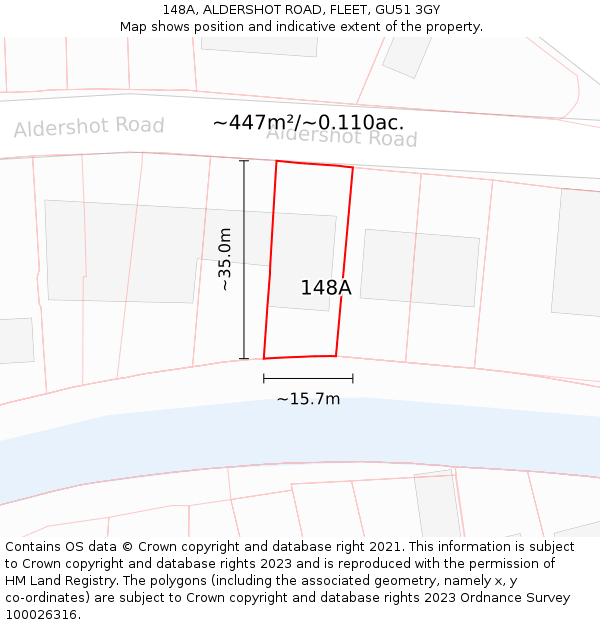 148A, ALDERSHOT ROAD, FLEET, GU51 3GY: Plot and title map