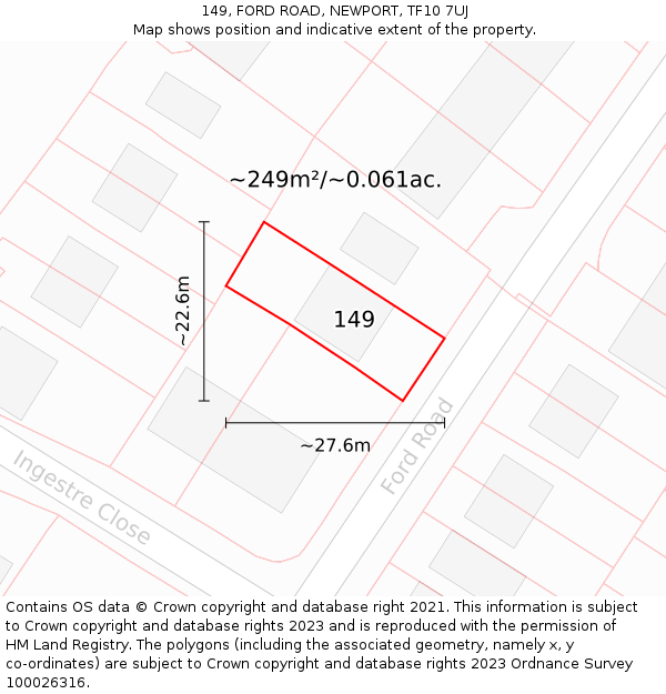 149, FORD ROAD, NEWPORT, TF10 7UJ: Plot and title map