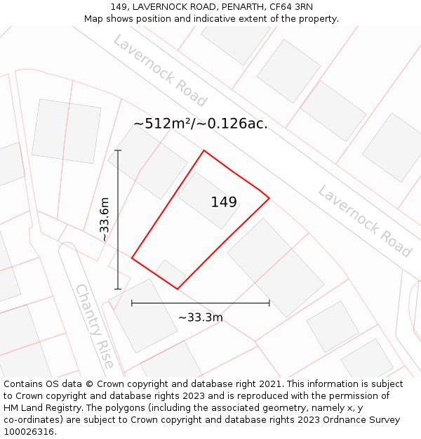 149, LAVERNOCK ROAD, PENARTH, CF64 3RN: Plot and title map