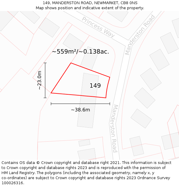 149, MANDERSTON ROAD, NEWMARKET, CB8 0NS: Plot and title map