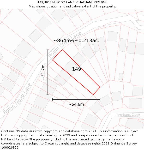 149, ROBIN HOOD LANE, CHATHAM, ME5 9NL: Plot and title map