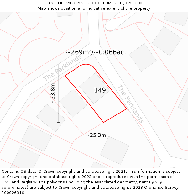 149, THE PARKLANDS, COCKERMOUTH, CA13 0XJ: Plot and title map